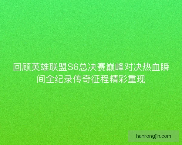 回顾英雄联盟S6总决赛巅峰对决热血瞬间全纪录传奇征程精彩重现