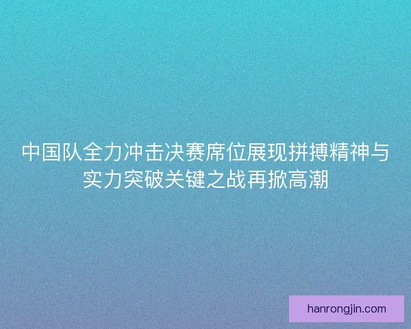 中国队全力冲击决赛席位展现拼搏精神与实力突破关键之战再掀高潮